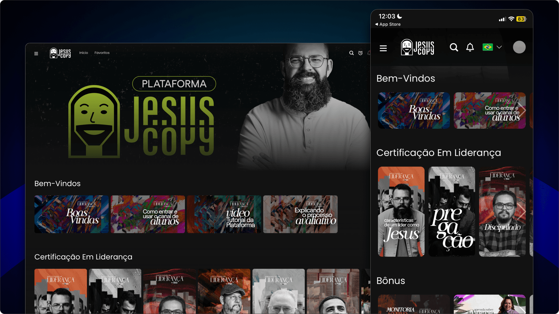 Área de membros com interface Netflix e sua marca